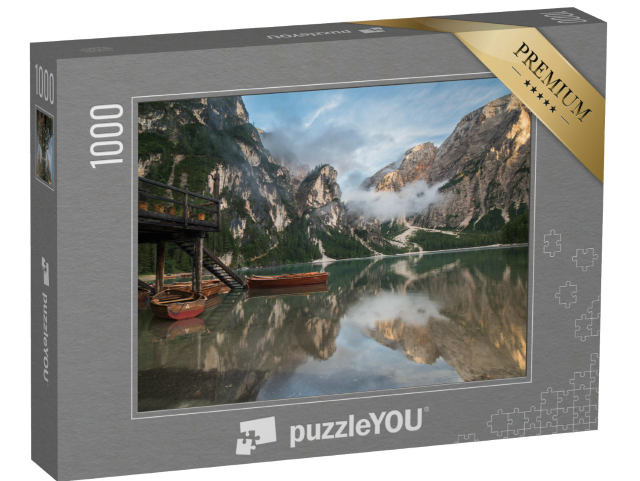 Puzzle 1000 Teile „Pragser Wildsee, Lago di Braies, Naturpark Fanes-Sennes-Prags, Dolomiten“