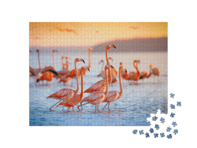 Puzzle 1000 Teile „Rosa Flamingos“