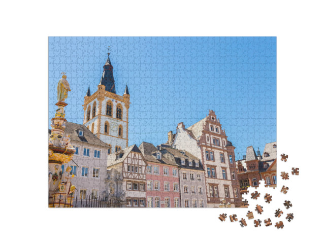 Puzzle 1000 Teile „Historische Hausfassaden, Hauptmarkt Trier“