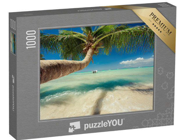 Puzzle 1000 Teile „Karibischer Strand: schöne Palme am Meer“