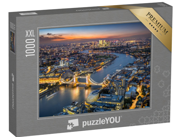 Puzzle 1000 Teile XXL „Londoner Skyline mit Tower Bridge bei Dämmerung“