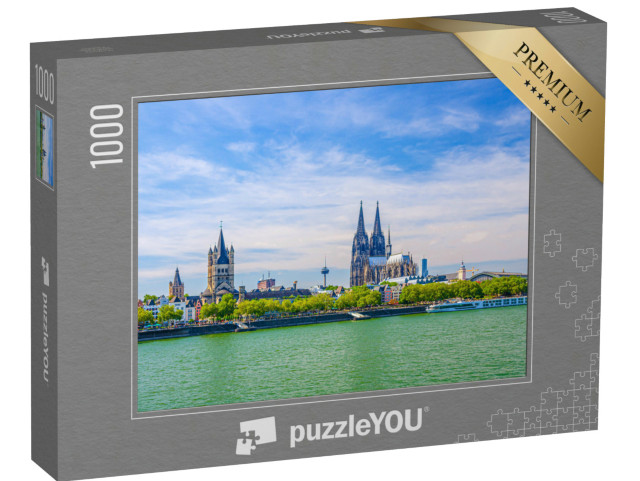 Puzzle 1000 Teile „Stadtzentrum mit Kölner Dom St. Peter am Rheinufer, Deutschland“