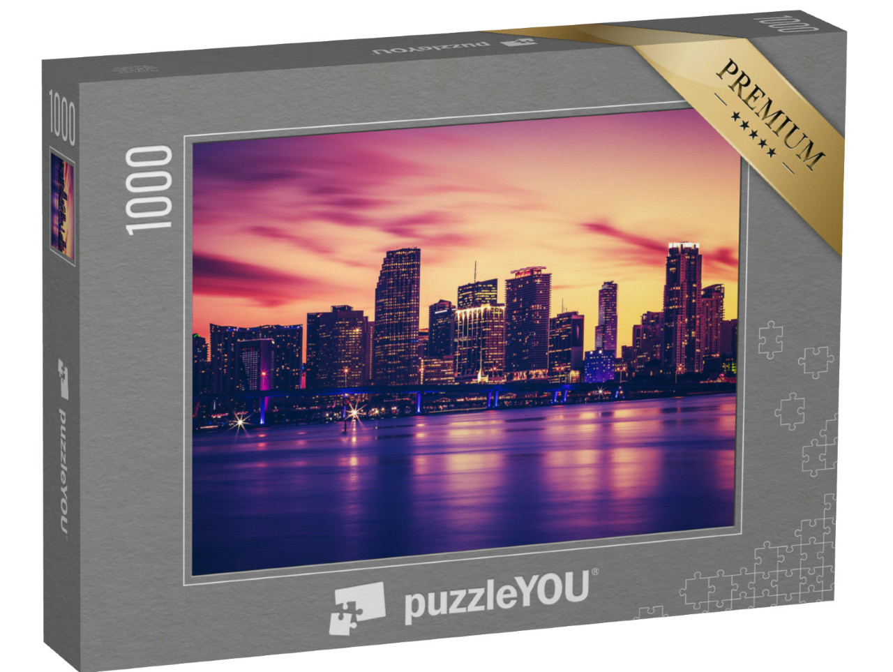 Puzzle 1000 Teile „Skyline von Miami im Sonnenuntergang“