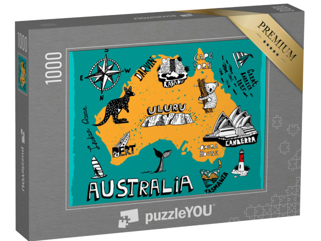 Puzzle 1000 Teile „Illustrierte Karte von Australien“