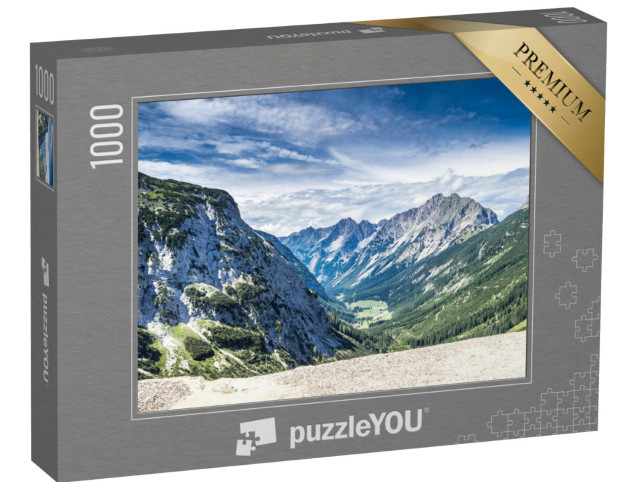 Puzzle 1000 Teile „Panoramablick auf das Karwendeltal, Österreichische Alpen“