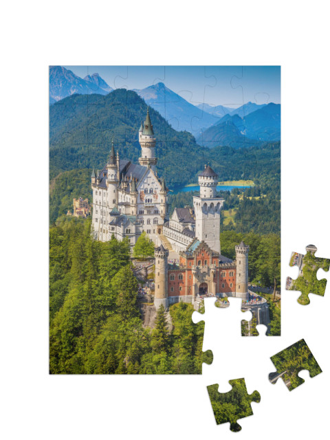 Puzzle 48 Teile „Schloss Neuschwanstein, erbaut im 19. Jahrhundert von König Ludwig II.“