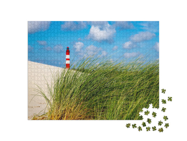 Puzzle 1000 Teile „Amrumer Leuchtturm hinter Dünengras“
