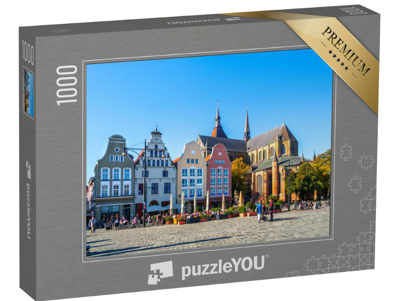 Puzzle 1000 Teile „Neuer Markt in Rostock, Deutschland“