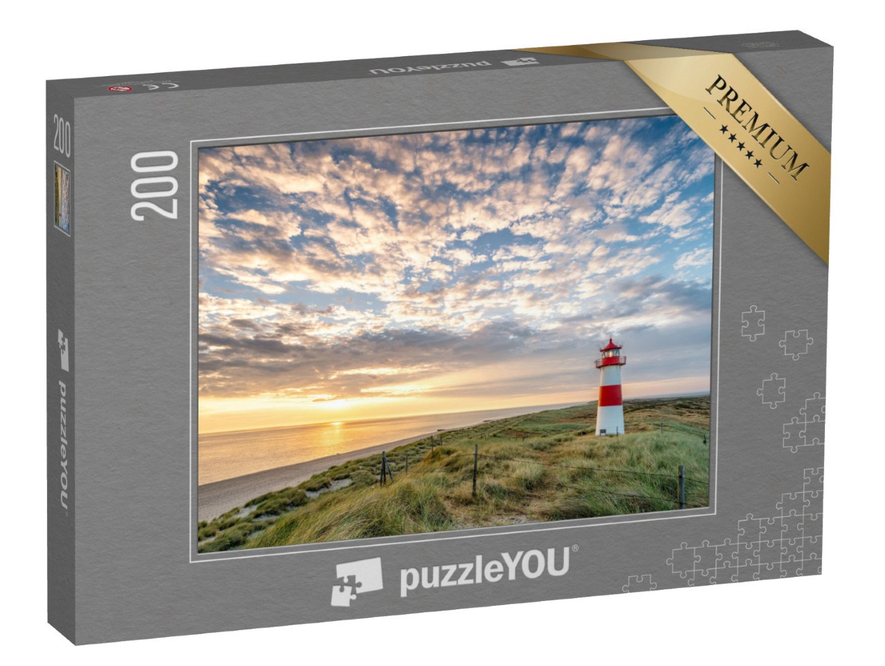 Puzzle 200 Teile „Roter Leuchtturm auf der Insel Sylt, Nordfriesland, Schleswig-Holstein, Deutschland“