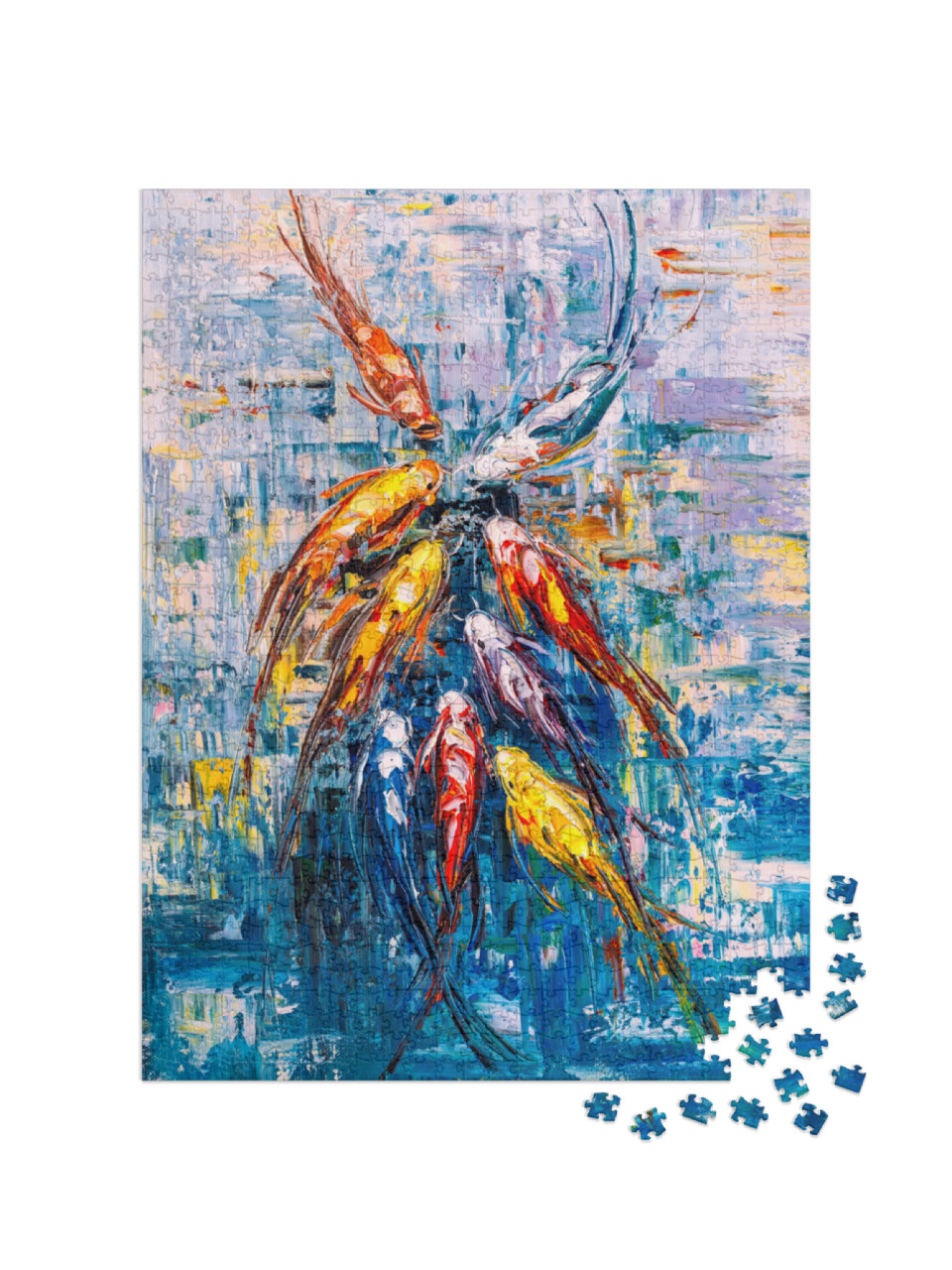Puzzle 1000 Teile „Ölgemälde: Koi-Karpfen“