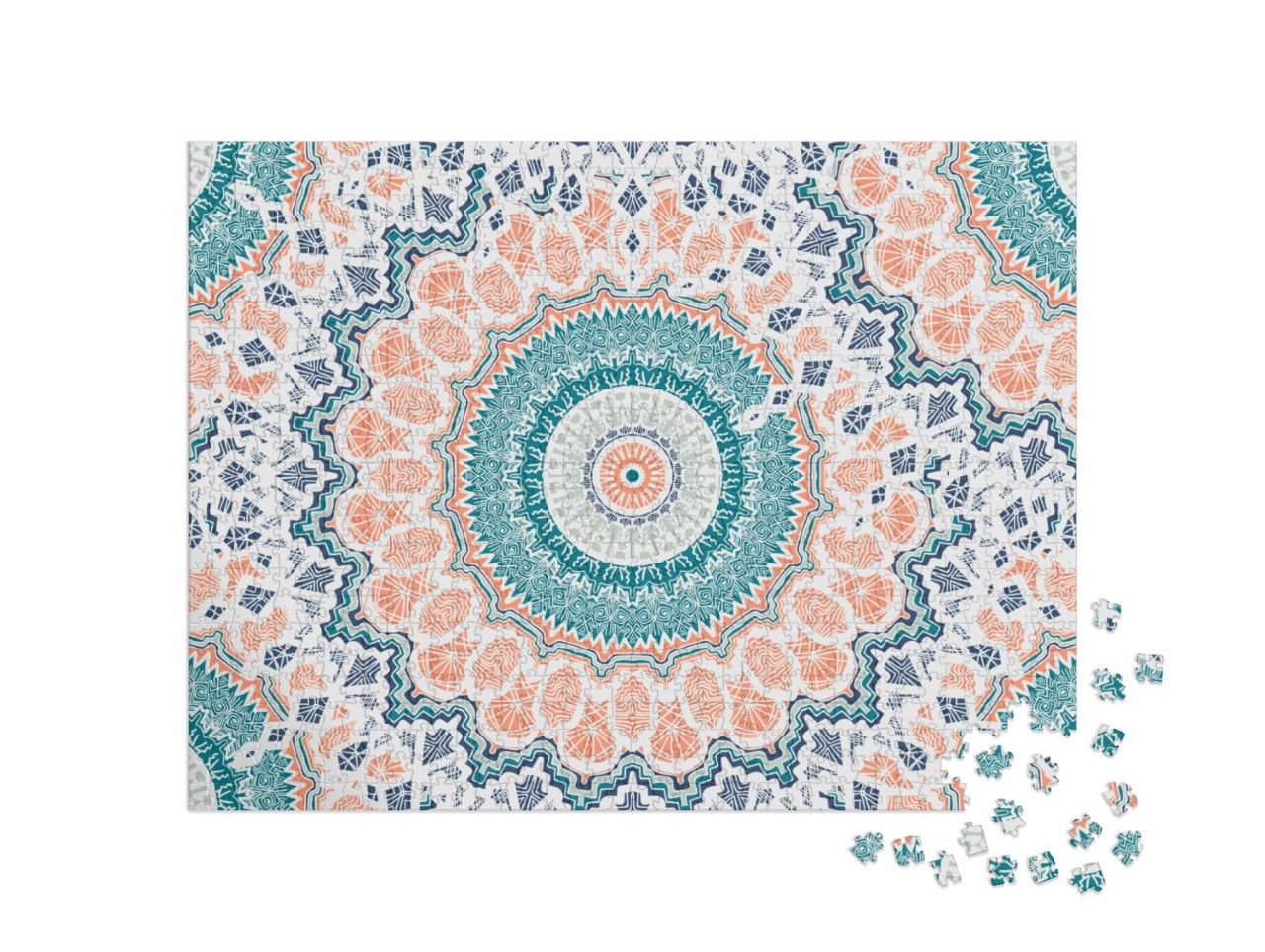 Puzzle 1000 Teile „Handgezeichnetes Mandala mit Ornamenten aus verschiedenen Kulturen“