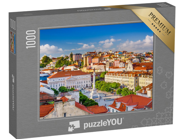 Puzzle 1000 Teile „Lissabon Skyline mit Blick über den Rossio Platz“