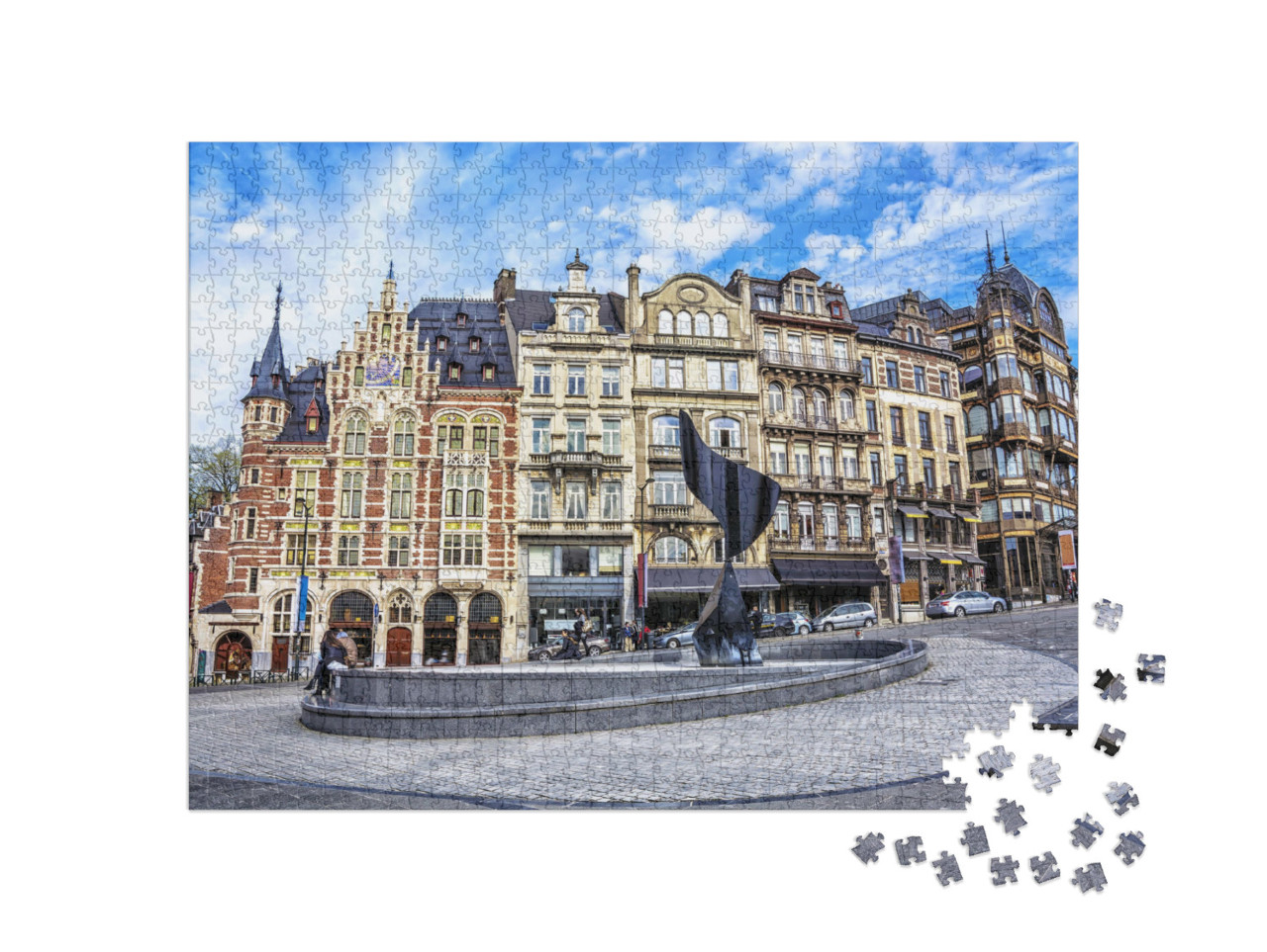 Puzzle 1000 Teile „Traditionelle Gebäude und Häuser von Brüssel, Belgien“