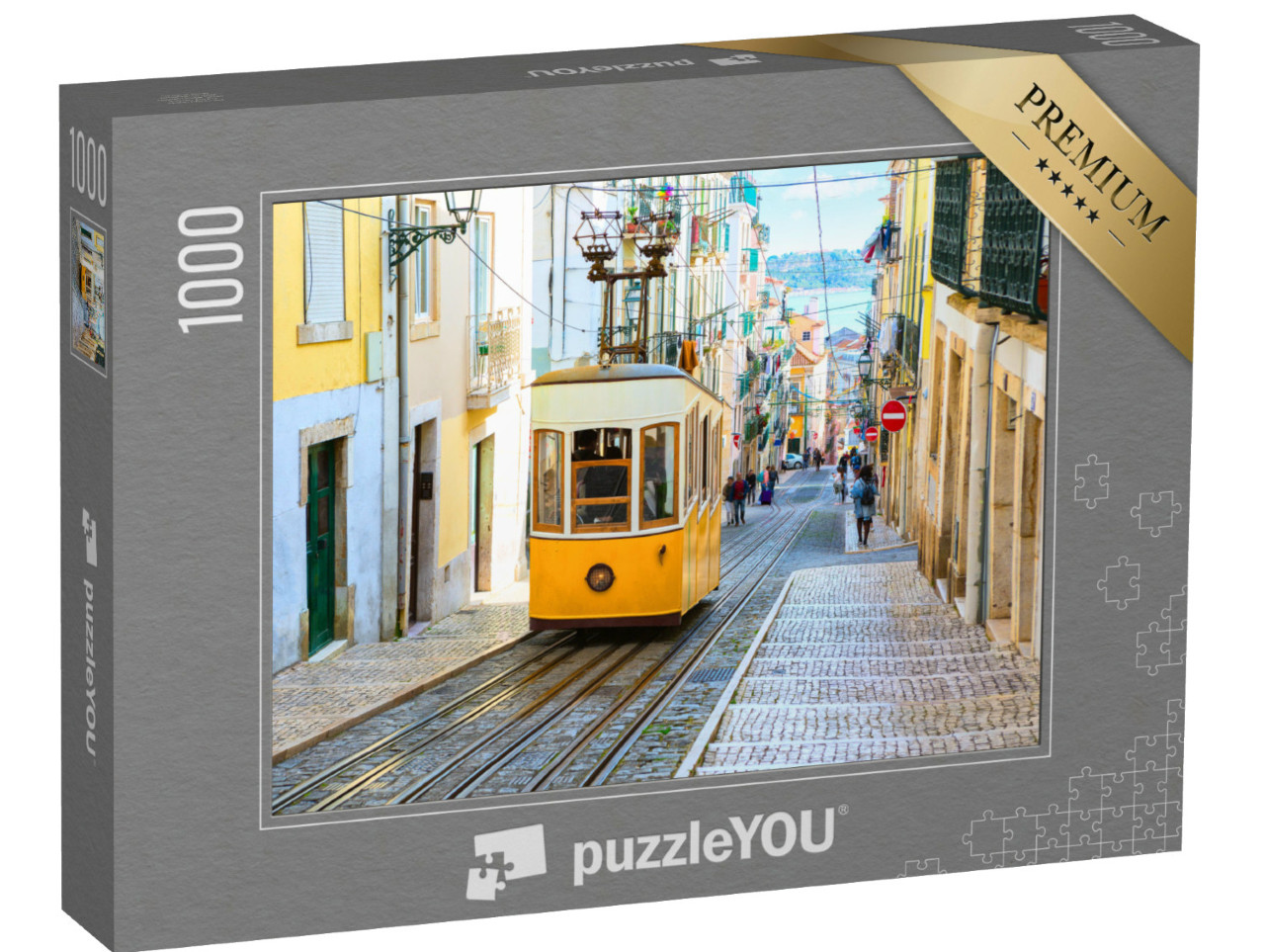 Puzzle 1000 Teile „Straßenbahn an einem Hügel in der Stadt Lissabon, Portugal“