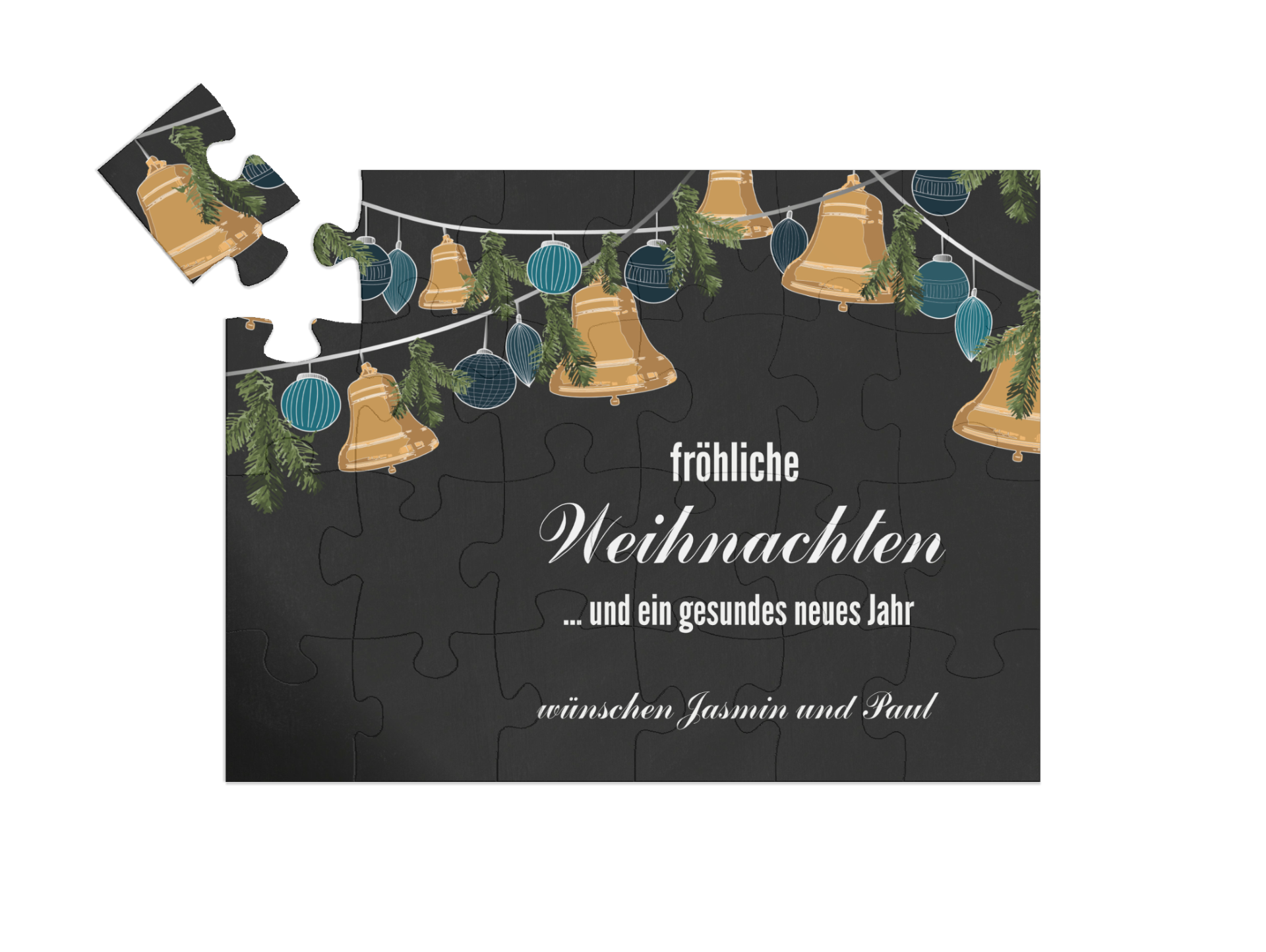 "Jinglebells" in Querformat nachtblau