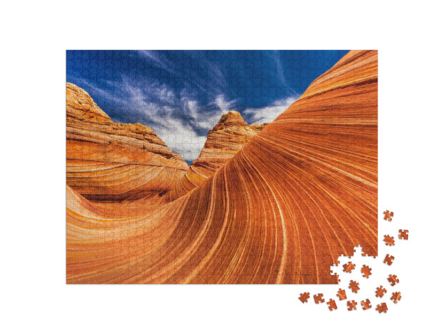 Puzzle 1000 Teile „Versteinerte Sanddünen, bekannt als die "Welle" nahe der Grenze zwischen Utah und Arizona“