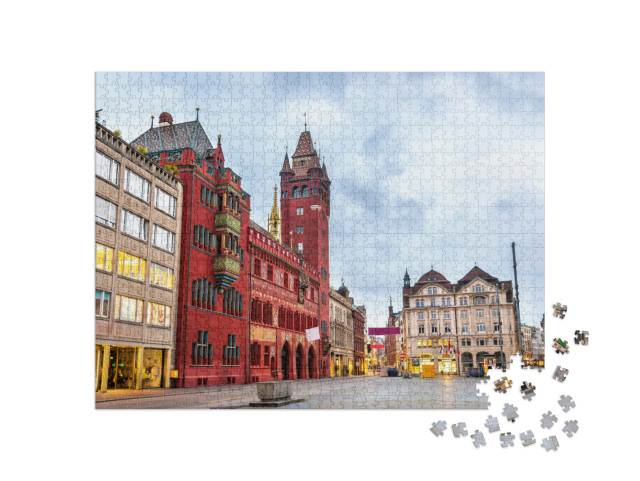 Puzzle 1000 Teile „Majetätisches Rathaus von Basel, Schweiz“