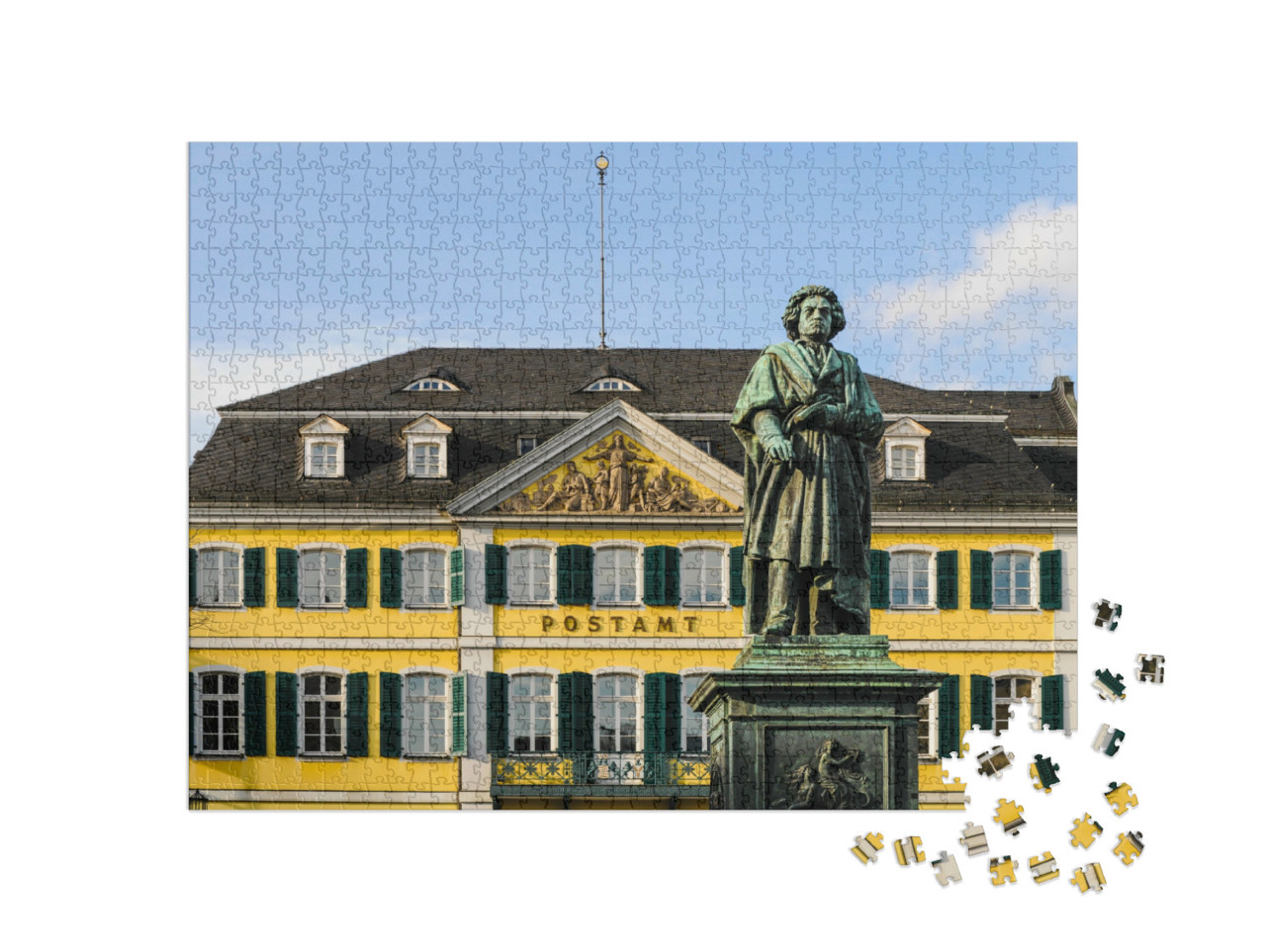 Puzzle 1000 Teile „Schönes Beethoven-Denkmal vor Postamt in Bonn, Deutschland“