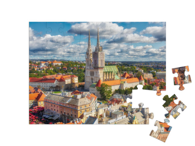 Puzzle 48 Teile „Kathedrale von Zagreb in Kaptol, Stadtteil von Zagreb, Kroatien“