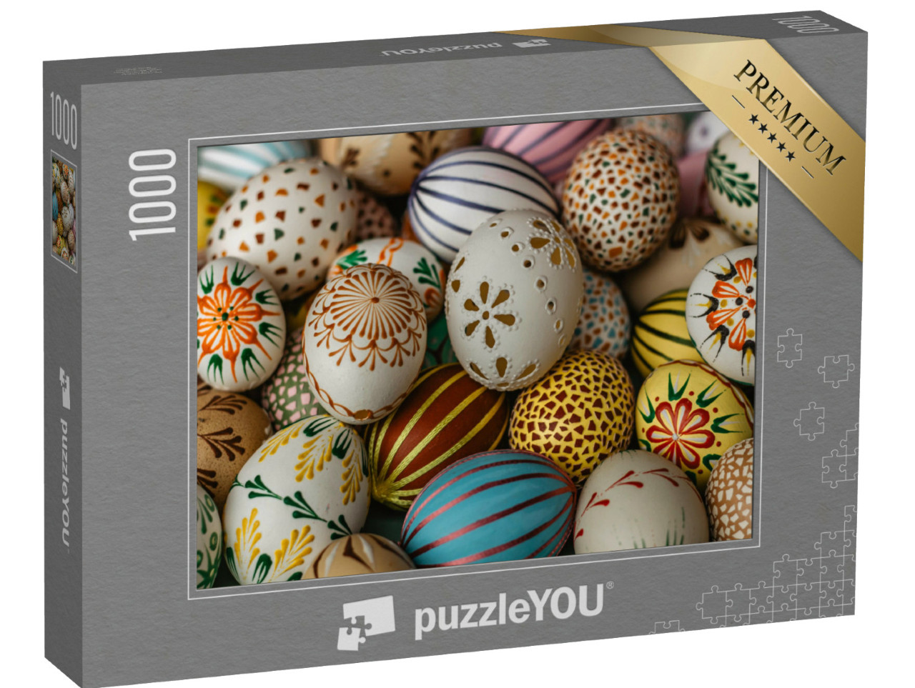 Puzzle 1000 Teile „Bunte handgemalte Ostereier wunderschön verziert“