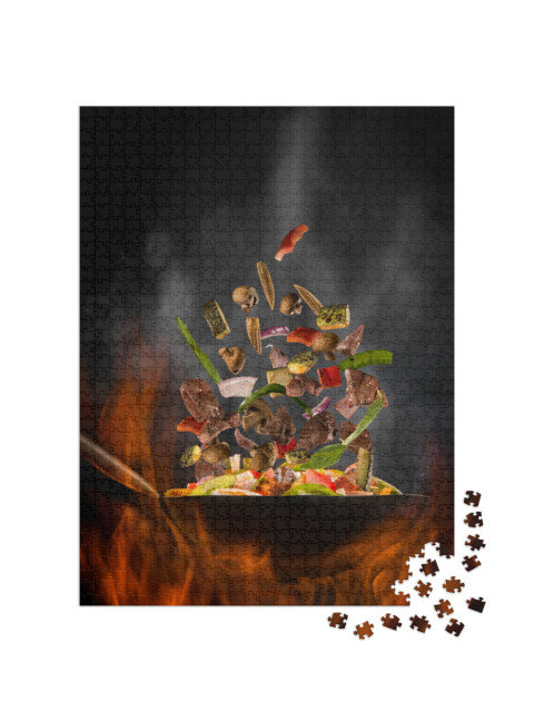 Puzzle 1000 Teile „Wok mit Rinderlende“
