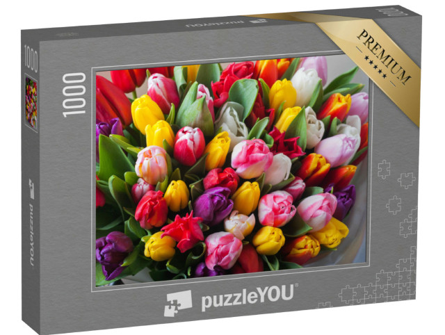 Puzzle 1000 Teile „Wunderschöne verschiedenfarbige Frühlingstulpen “
