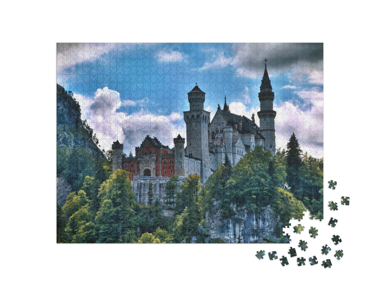 Puzzle 1000 Teile „Majestätisch: Schloss Neuschwanstein im Allgäu“