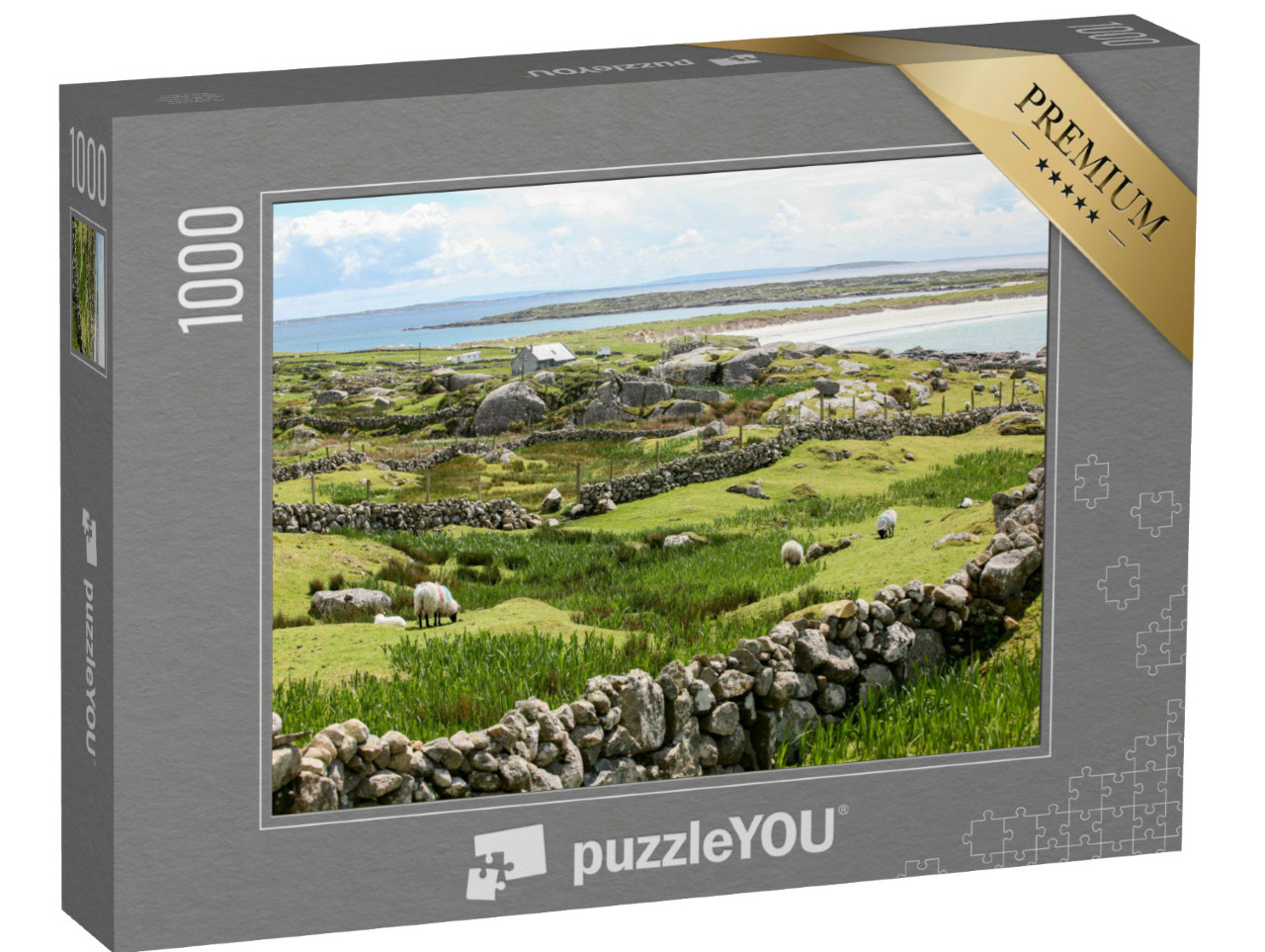 Puzzle 1000 Teile „Irische Steinmauern an der Küste“