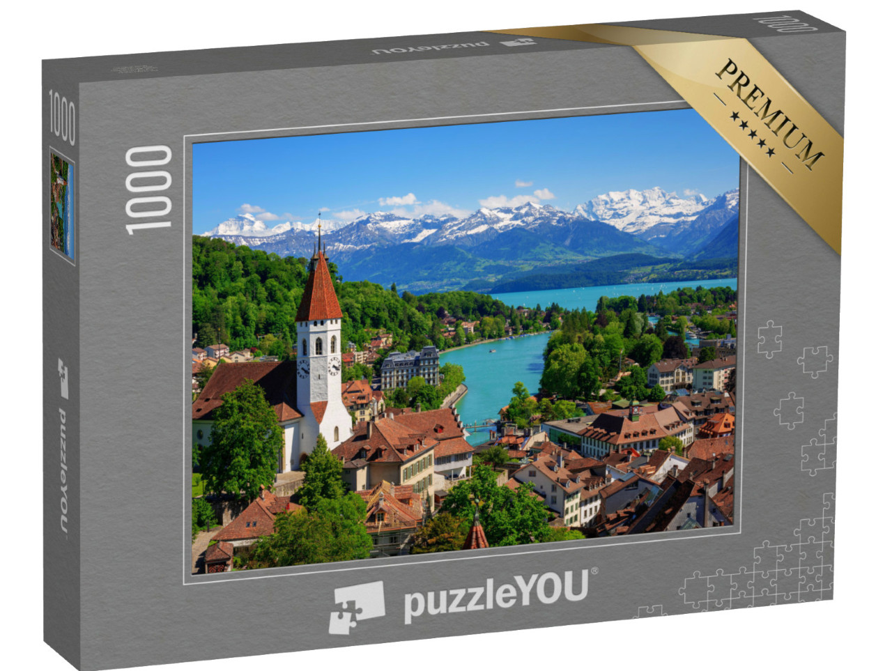 Puzzle 1000 Teile „Malerische Stadt Thun am Thunersee, Kanton Bern, Schweiz“