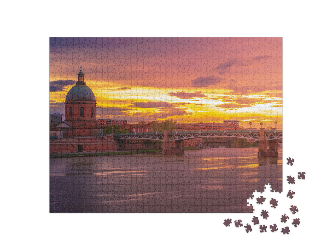 Puzzle 1000 Teile „Kuppel in der Abenddämmerung in Toulouse, Frankreich“