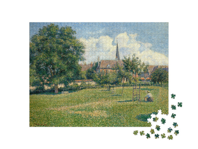 Puzzle 1000 Teile „Camille Pissarro - Das Haus der tauben Frau und der Glockenturm von Eragny“