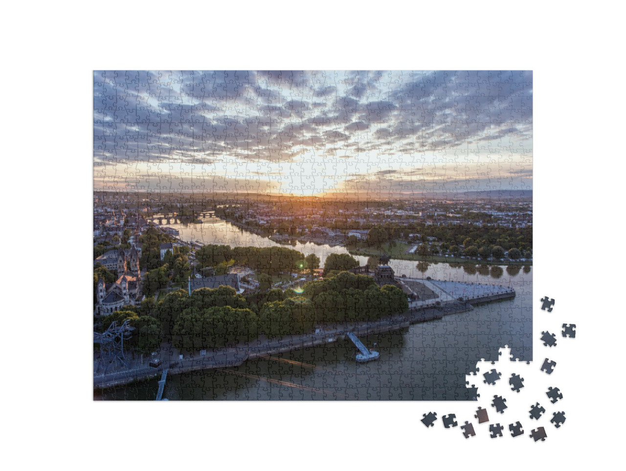 Puzzle 1000 Teile „Zusammenfluss von Rhein und Mosel “