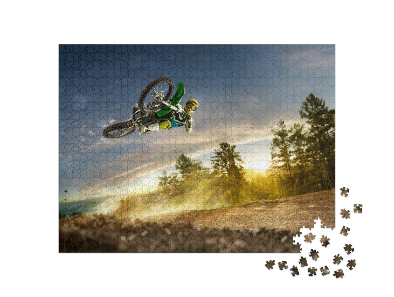 Puzzle 1000 Teile „Dirtbike-Fahrer beim spektakulären Sprung“