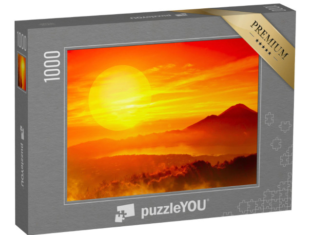 Puzzle 1000 Teile „Afrikanische Savanne im rotglühenden Sonnenuntergang“