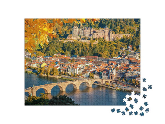 Puzzle 1000 Teile „Blick auf Heidelberg im Herbst“
