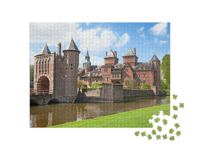 Puzzle 1000 Teile „Wunderschönes Schloss De Haar bei Utrecht, Niederlande“