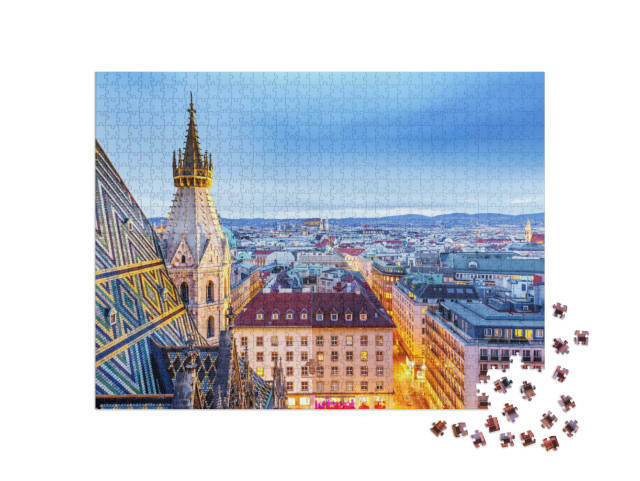 Puzzle 1000 Teile „Dämmerung über den Dächern von Wien“