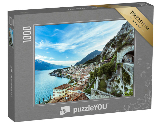 Puzzle 1000 Teile „Wunderschönes Panorama von Limone sul Garda am Gardasee“