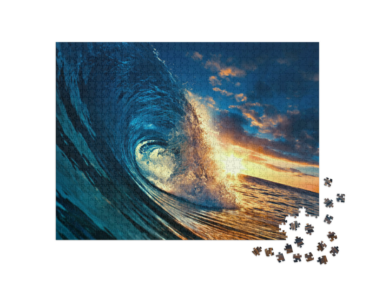 Puzzle 1000 Teile „Welle während des Sonnenuntergangs “