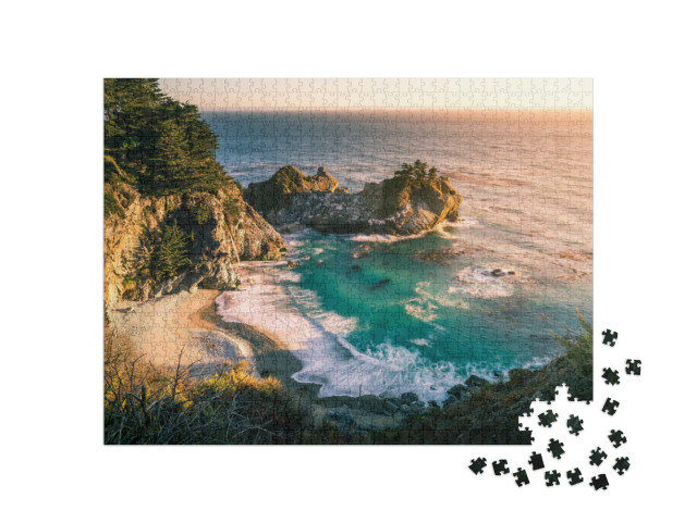 Puzzle 1000 Teile „Sonnenuntergang, Big Sur an der California State Route 1“