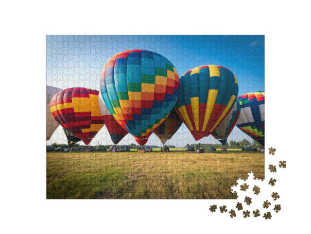 Puzzle 1000 Teile „Bunte Heißluftballons direkt vor dem Start“
