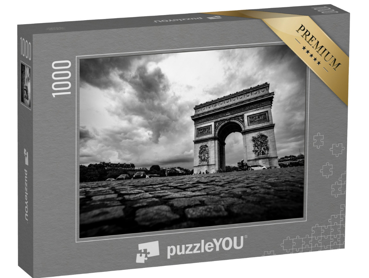 Puzzle 1000 Teile „Arc de Triomphe, Paris, schwarz-weiß“