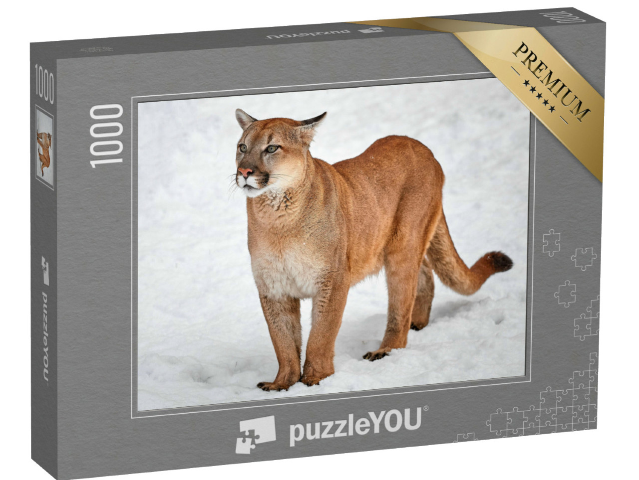 Puzzle 1000 Teile „Puma als Wildkatze im Schnee“