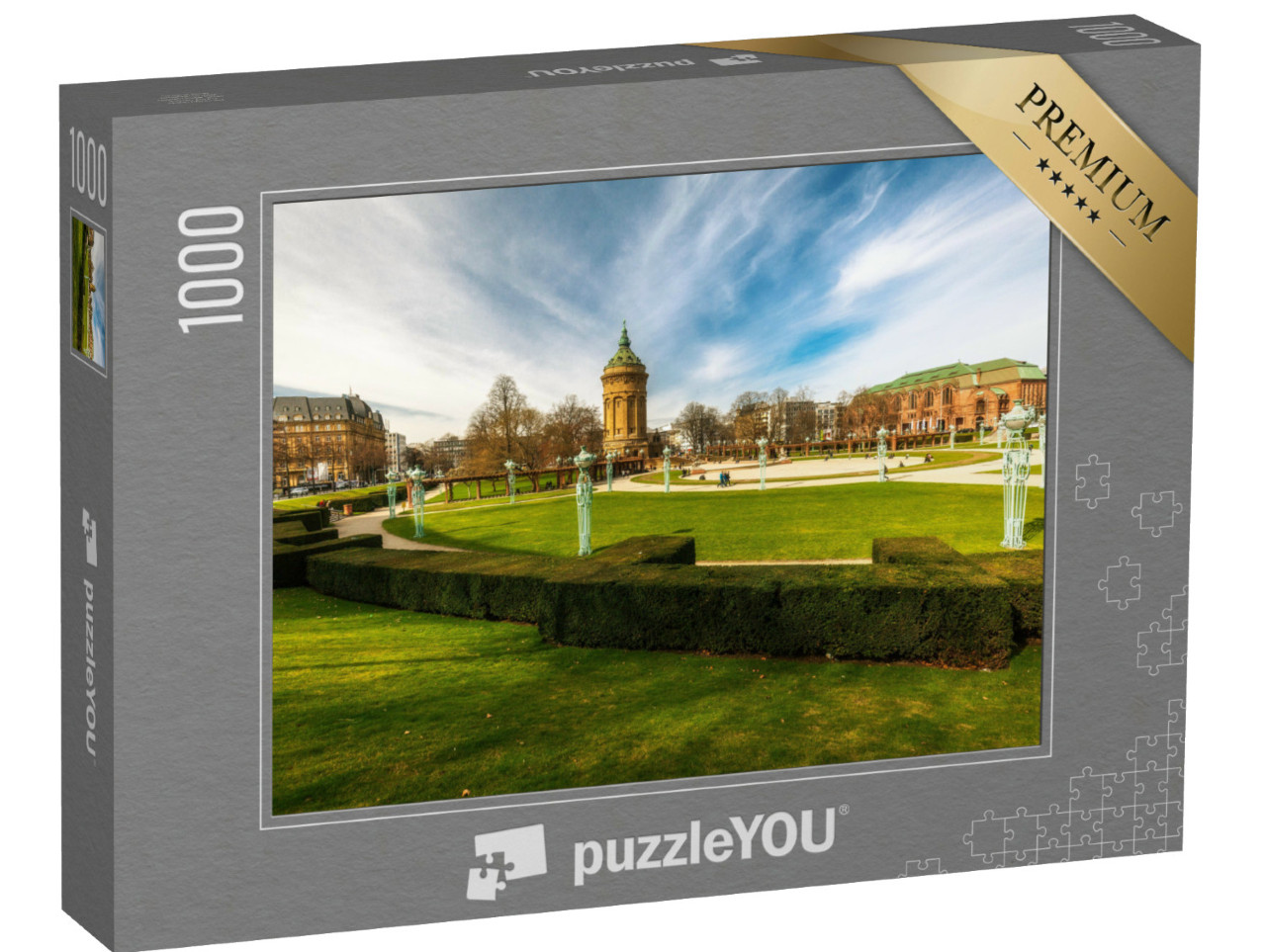 Puzzle 1000 Teile „Wasserturm mit Park in Mannheim“