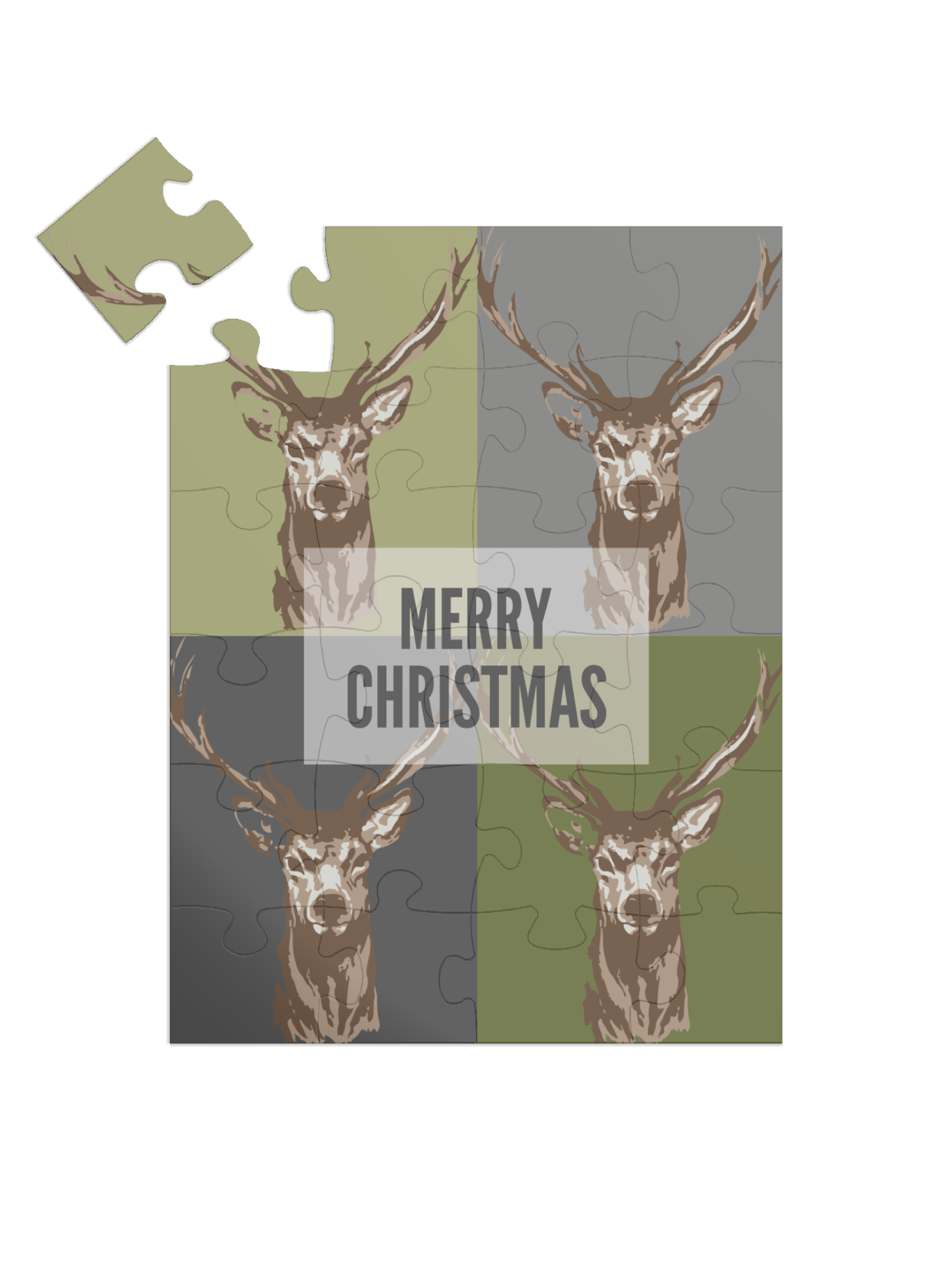 "Deer" in Hochformat pastellgrün