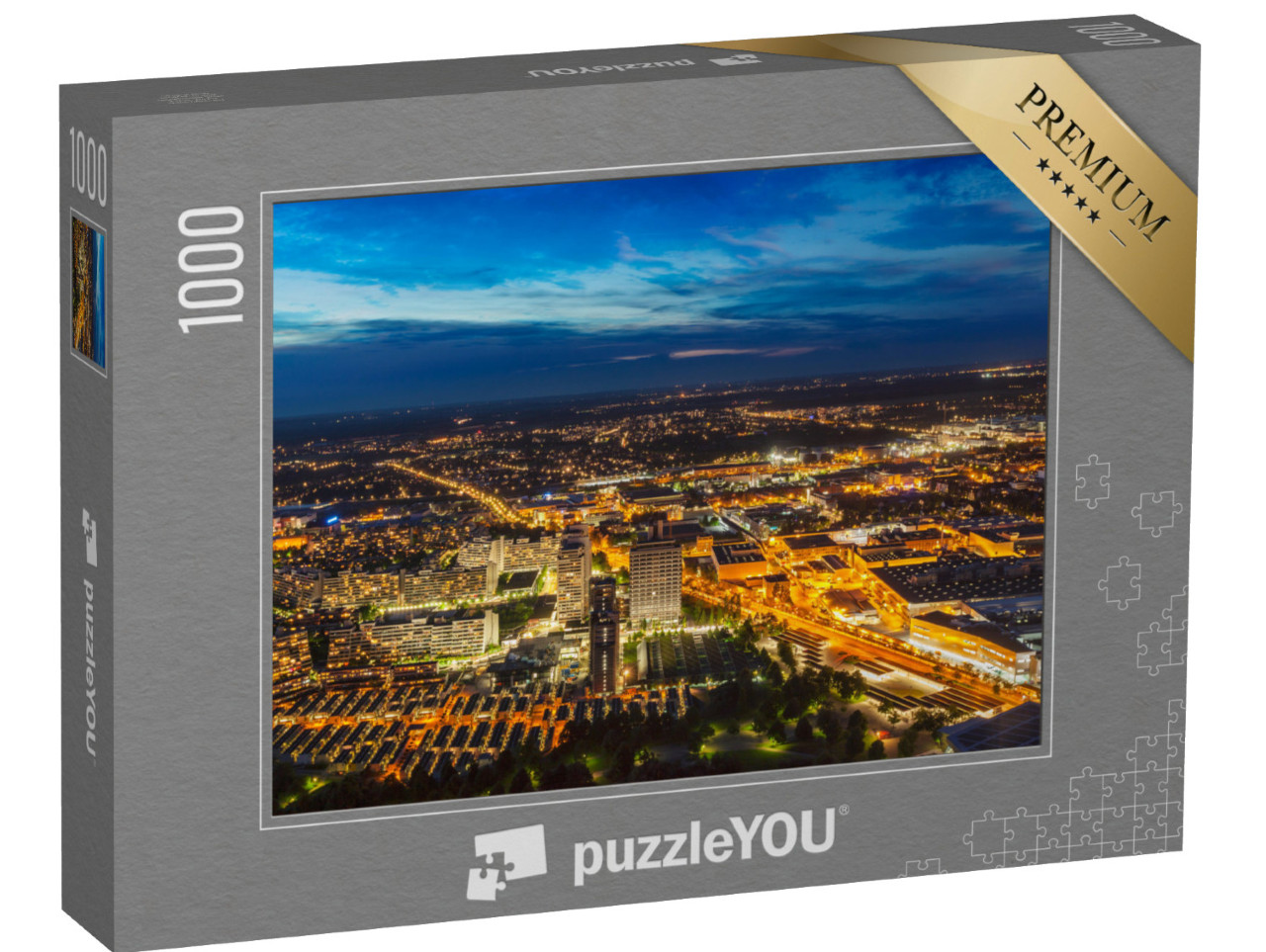 Puzzle 1000 Teile „Nächtlicher Blick vom Olympiaturm auf München, Deutschland“