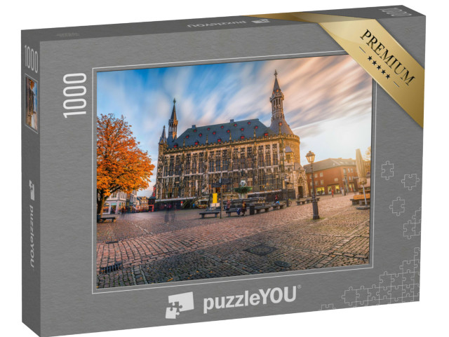 Puzzle 1000 Teile „Aachener Rathaus im Herbst, Deutschland“