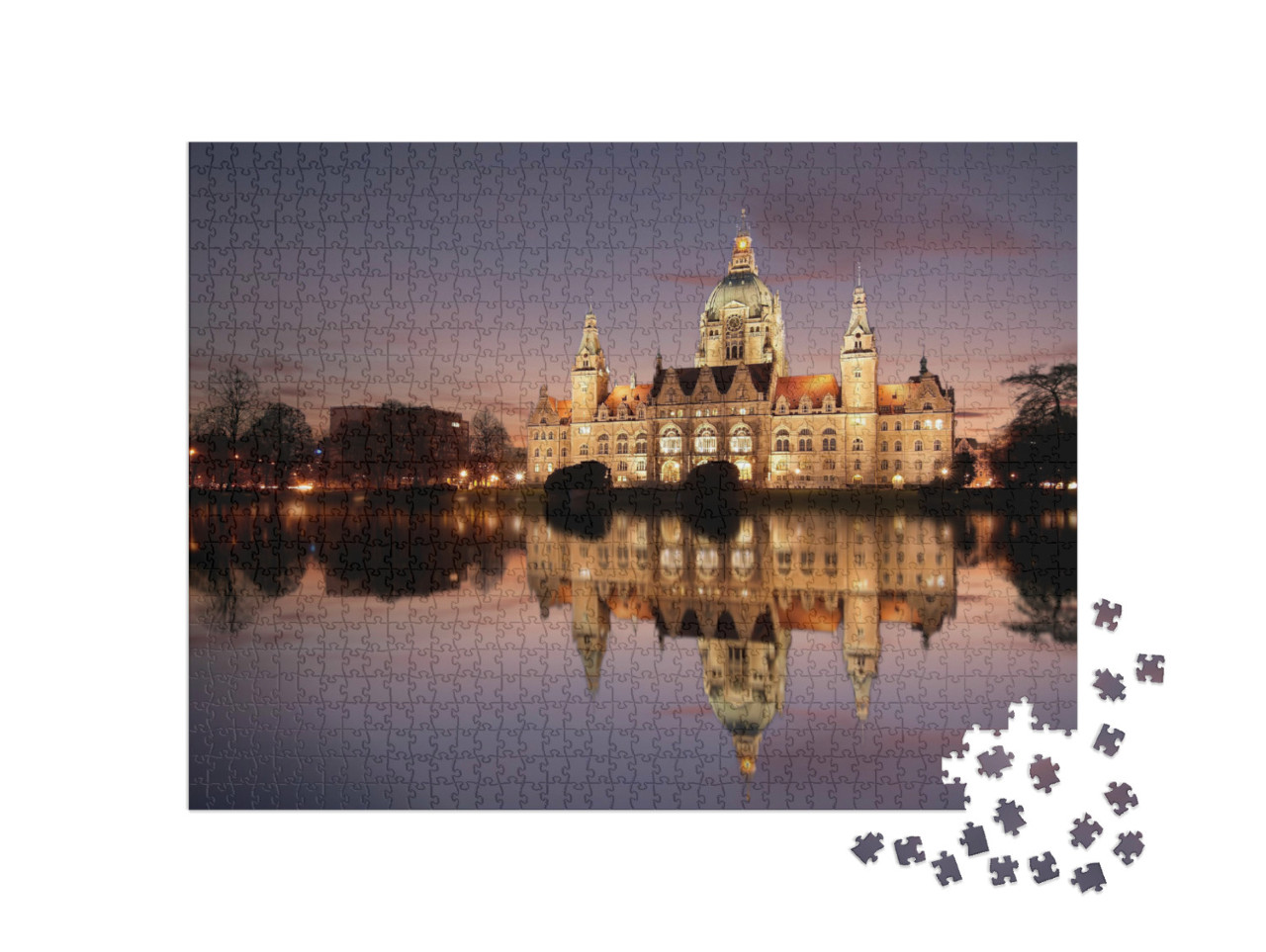 Puzzle 1000 Teile „Rathaus Hannover bei Nacht“