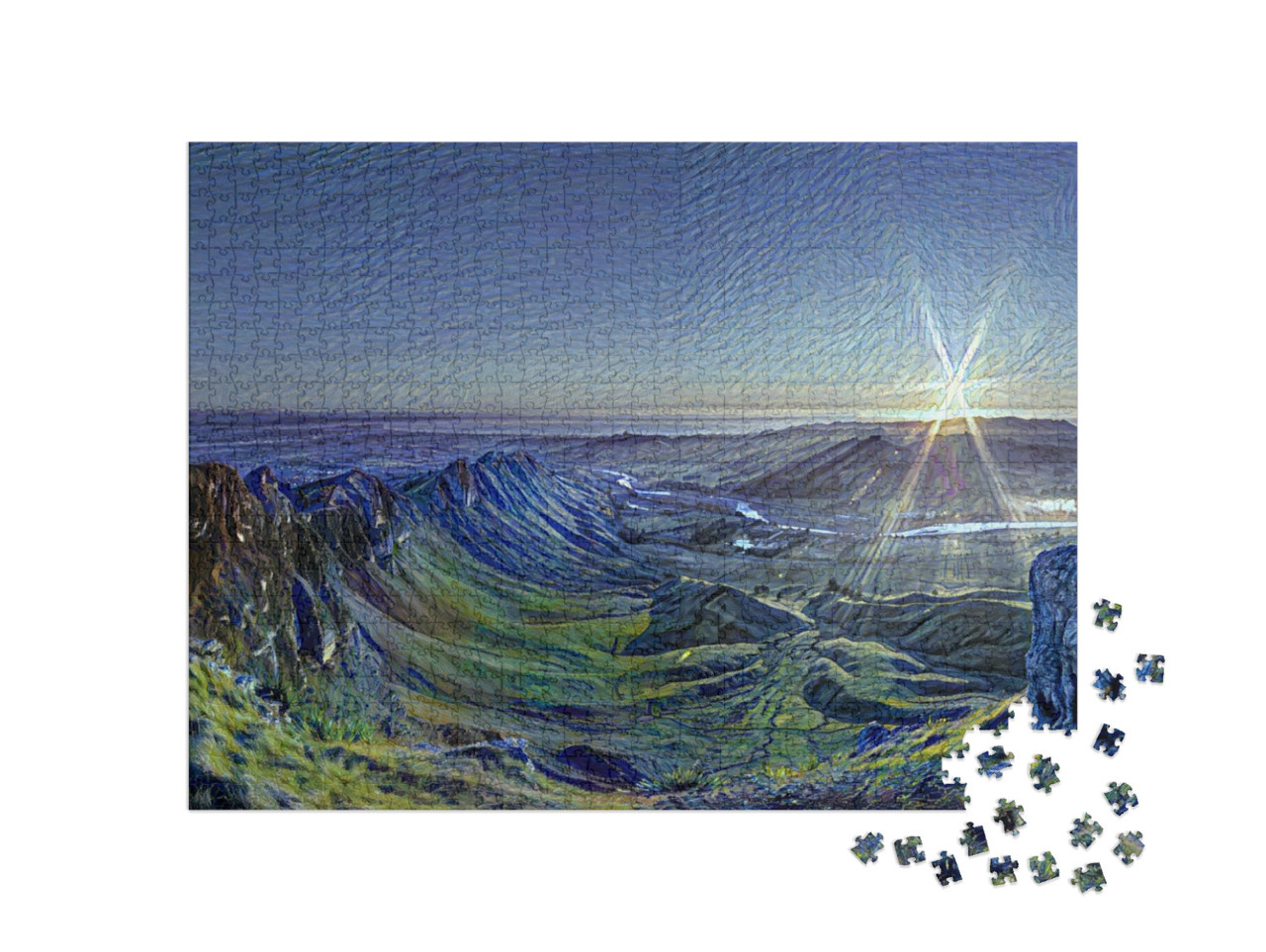 Puzzle 1000 Teile „im Kunst-Stil von van Gogh, Sternennacht - Te Mata Peak - Puzzle-Kollektion Künstler & Gemälde“