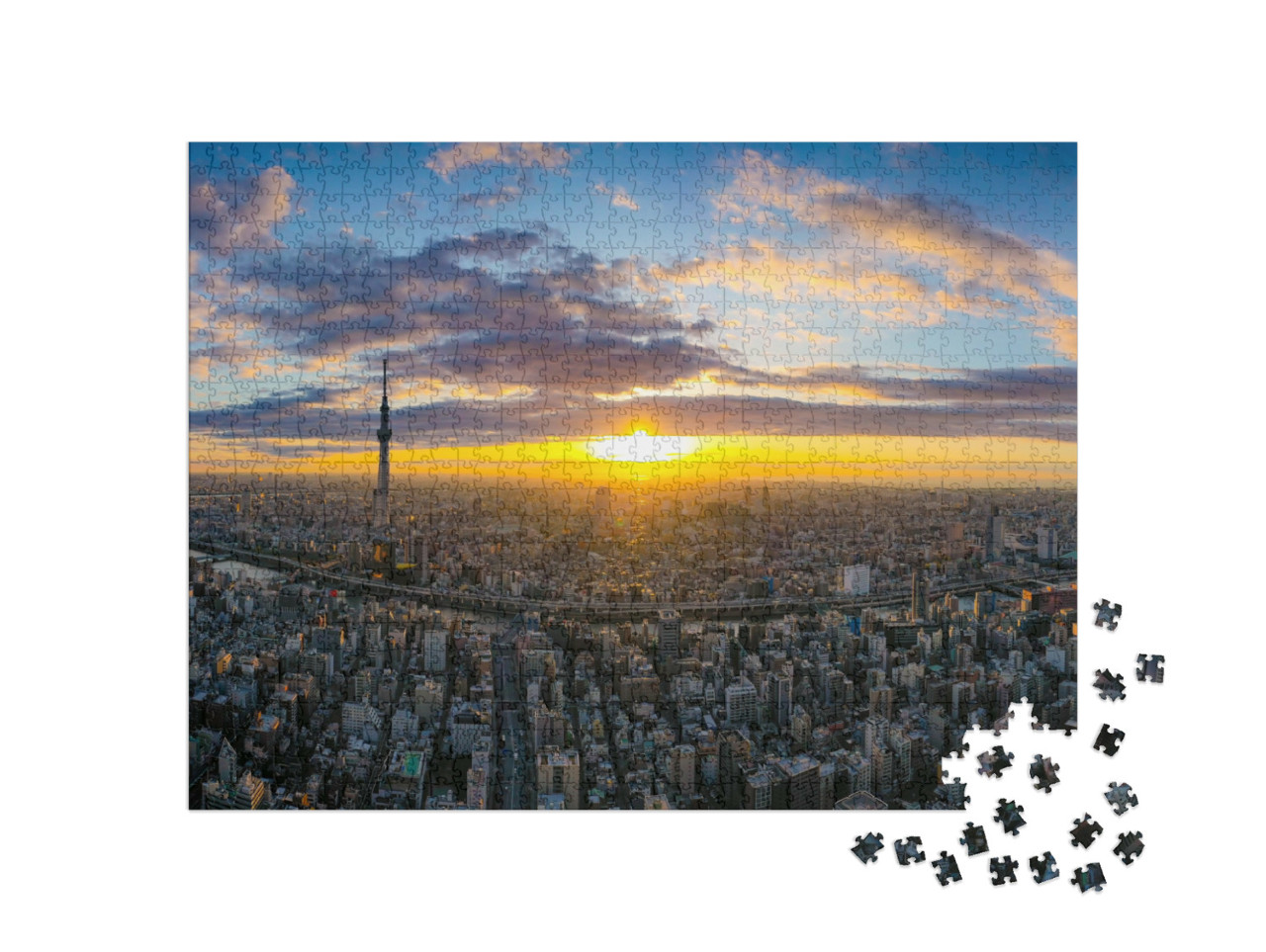 Puzzle 1000 Teile „Tokio im Licht der aufgehenden Sonne“